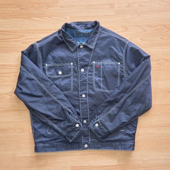 International Denim Men's Reversible Denim Nylon Jacket, Size L. Made in Macau - Picture 7 of 10